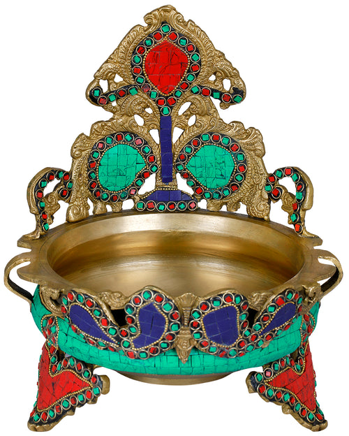 Brass Urli with Traditional Inlay Work Home Decor