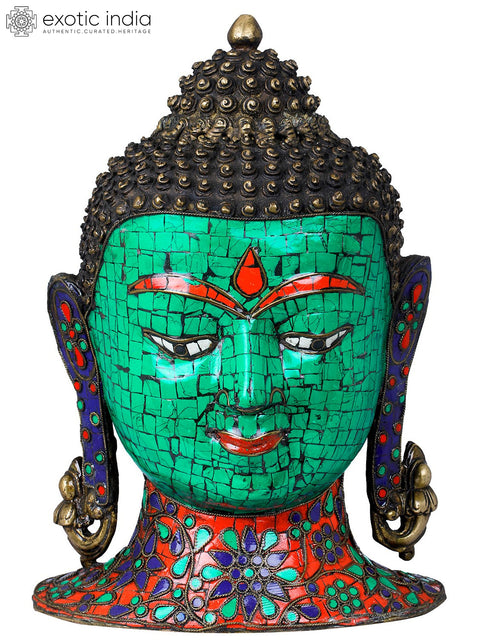 11" Lord Buddha Head - Tibetan Buddhist In Brass | Handmade | Made In India