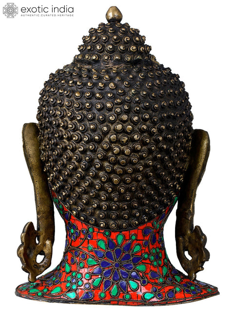 11" Lord Buddha Head - Tibetan Buddhist In Brass | Handmade | Made In India