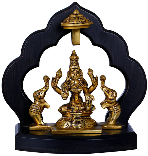 7" Auspicious Gajalakshmi Brass Statue for Home Pooja