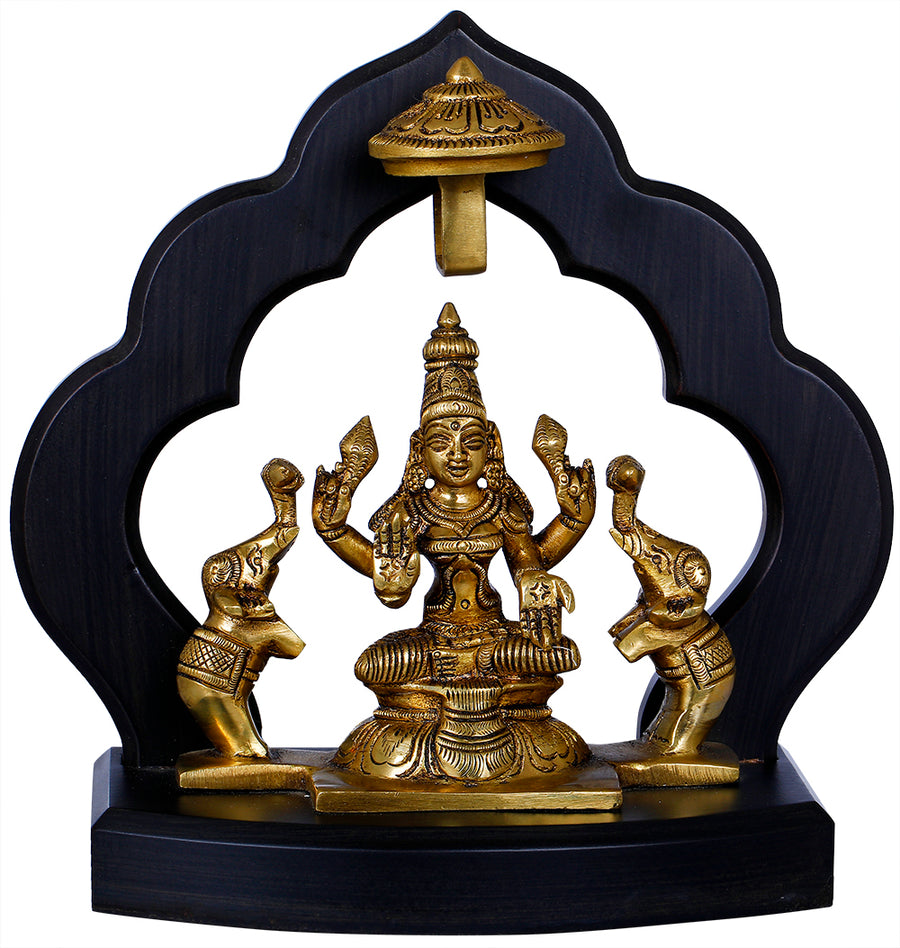7" Auspicious Gajalakshmi Brass Statue for Home Pooja