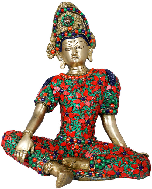 10" Handmade Indra Rain God Brass Statue