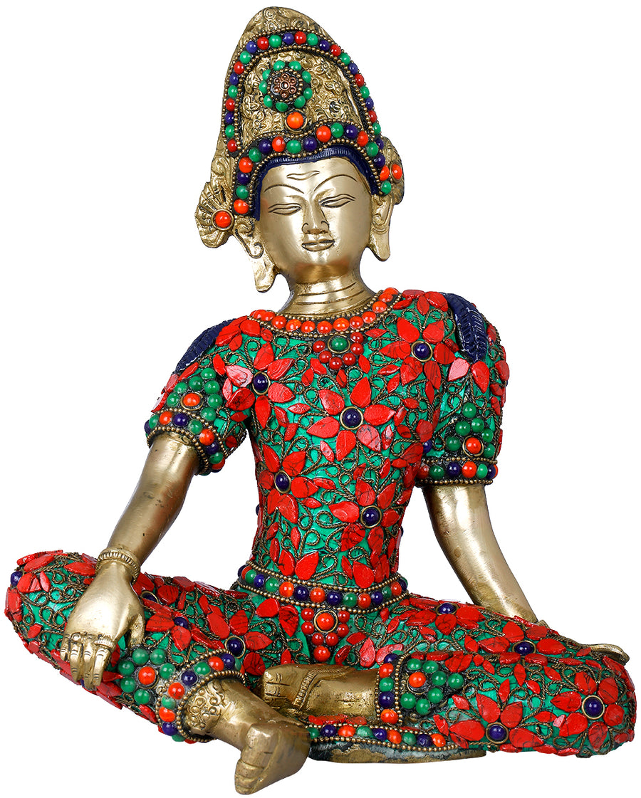 10" Handmade Indra Rain God Brass Statue