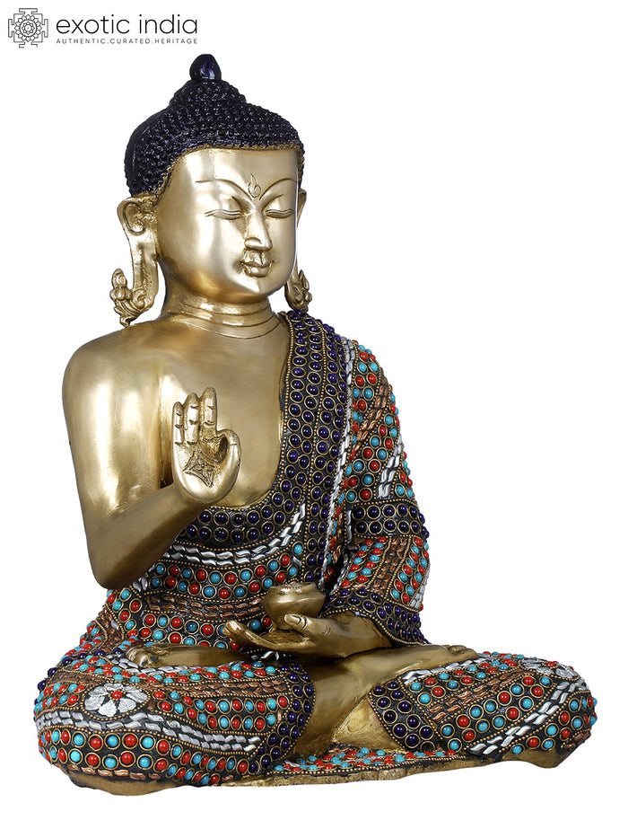 14" Lord Buddha Preaching Dharma Brass Statue Handmade