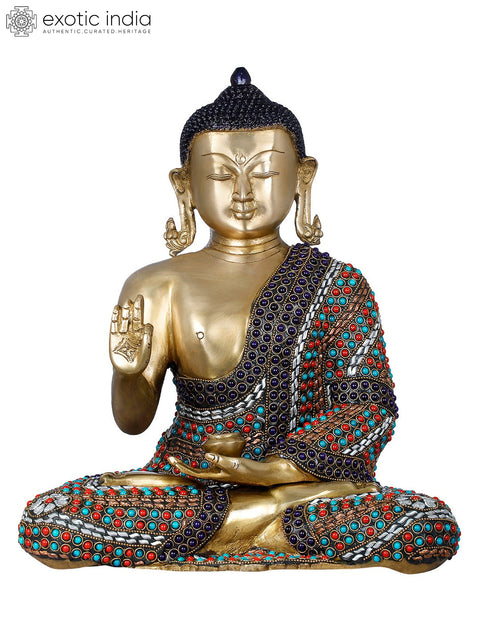 14" Lord Buddha Preaching His Dharma - Tibetan Buddhist In Brass | Handmade | Made In India