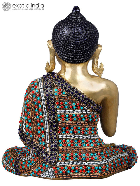 14" Lord Buddha Preaching His Dharma - Tibetan Buddhist In Brass | Handmade | Made In India