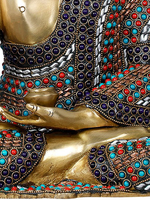 14" Lord Buddha Preaching His Dharma - Tibetan Buddhist In Brass | Handmade | Made In India