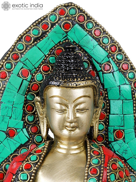 9" Preaching Buddha on Lotus Pedestal - Tibetan Buddhist In Brass | Handmade | Made In India