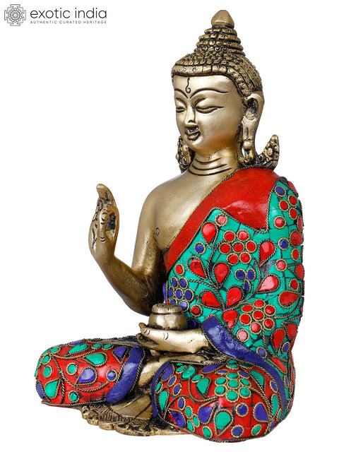 8" Seated Lord Buddha - Tibetan Buddhist In Brass | Handmade | Made In India