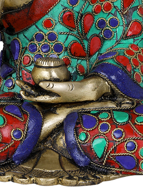 8" Seated Lord Buddha - Tibetan Buddhist In Brass | Handmade | Made In India