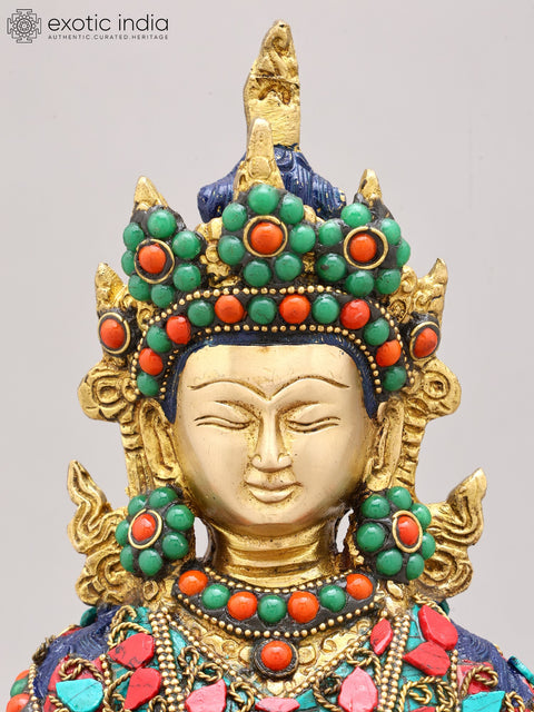 12" Amitabha Buddha with The Vase of Immortality - Tibetan Buddhist In Brass | Handmade | Made In India