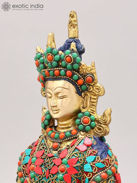 12" Amitabha Buddha with The Vase of Immortality - Tibetan Buddhist In Brass | Handmade | Made In India