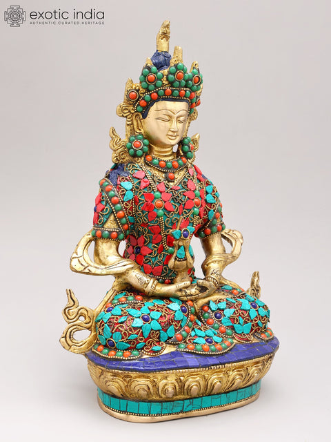 12" Amitabha Buddha with The Vase of Immortality - Tibetan Buddhist In Brass | Handmade | Made In India