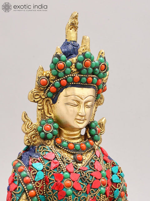 12" Amitabha Buddha with The Vase of Immortality - Tibetan Buddhist In Brass | Handmade | Made In India