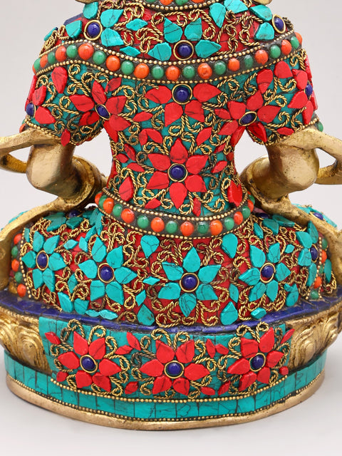 12" Amitabha Buddha with The Vase of Immortality - Tibetan Buddhist In Brass | Handmade | Made In India