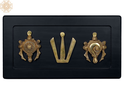 7" Vaishnava Symbols Brass Wall Hanging Plate Handmade