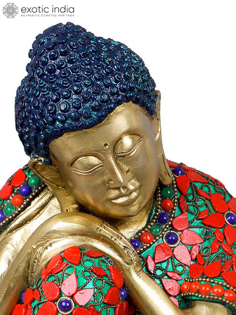 9" Thinking Buddha - Tibetan Buddhist In Brass | Handmade | Made In India