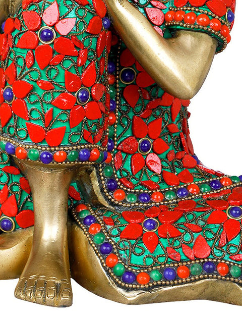 9" Thinking Buddha - Tibetan Buddhist In Brass | Handmade | Made In India