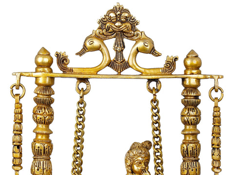 10" Butter Krishna Swing Brass Statue | Handmade | Made in India
