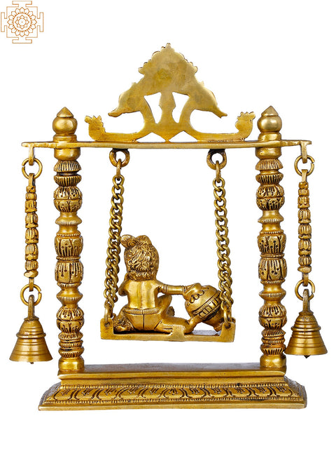 10" Butter Krishna Swing in Brass | Handmade | Made In India