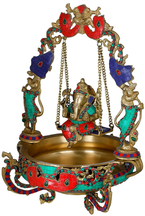 21" Ganesha Swing Urli | Home Decor | Brass | Handmade | Made In India