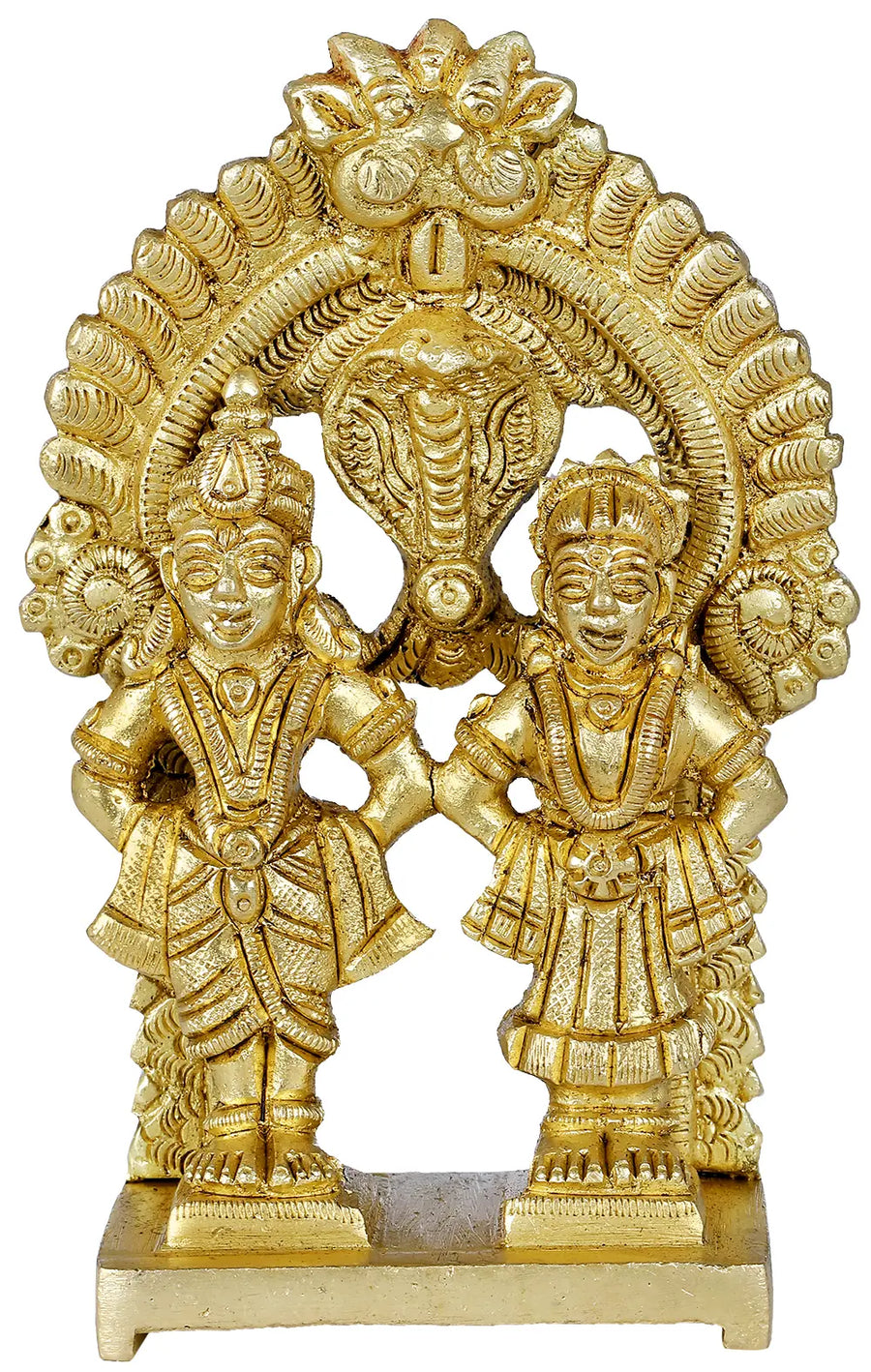 5" Lord Vitthal and Rukmini Brass Statue Handmade