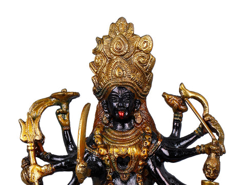 10" Goddess Kali Brass Sculpture | Handmade Sacred Home Statue