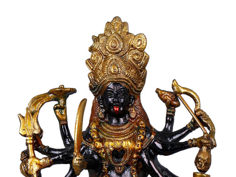 10" Goddess Kali Brass Sculpture | Handmade Sacred Home Statue