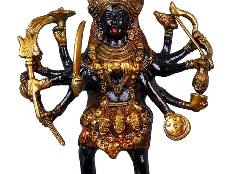 10" Goddess Kali Brass Sculpture | Handmade Sacred Home Statue
