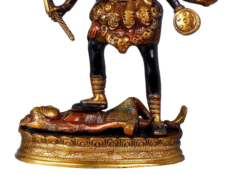 10" Goddess Kali Brass Sculpture | Handmade Sacred Home Statue