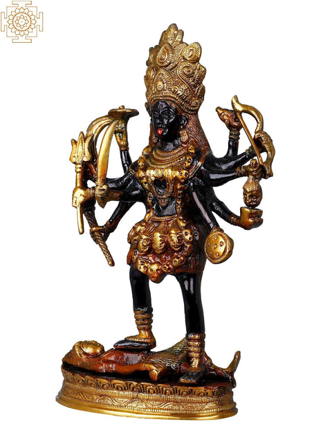 10" Goddess Kali Brass Sculpture | Handmade Sacred Home Statue