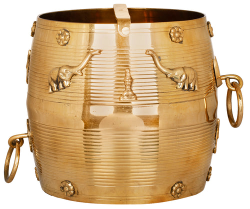 Rice Bowl with Traditional South Indian Figures Brass Home Decor