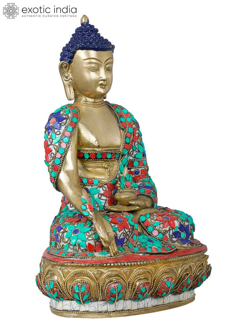12" Tibetan Buddhist Medicine Buddha with the Bowl of Medicinal Herbs | Handmade Brass Idols