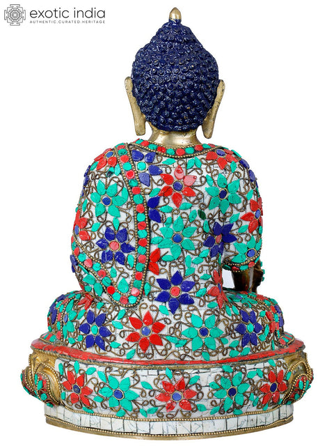 12" Tibetan Buddhist Medicine Buddha with the Bowl of Medicinal Herbs | Handmade Brass Idols