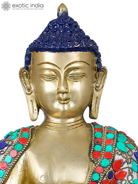 12" Tibetan Buddhist Medicine Buddha with the Bowl of Medicinal Herbs | Handmade Brass Idols