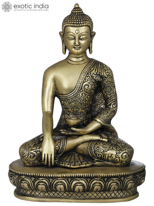 9" Handmade Tibetan Buddhist Lord Buddha Brass Statue
