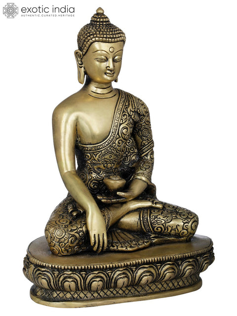 9" Tibetan Buddhist Lord Buddha In Brass | Handmade | Made In India