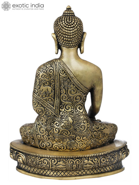 9" Tibetan Buddhist Lord Buddha In Brass | Handmade | Made In India