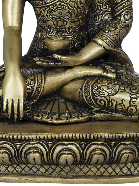 9" Tibetan Buddhist Lord Buddha In Brass | Handmade | Made In India
