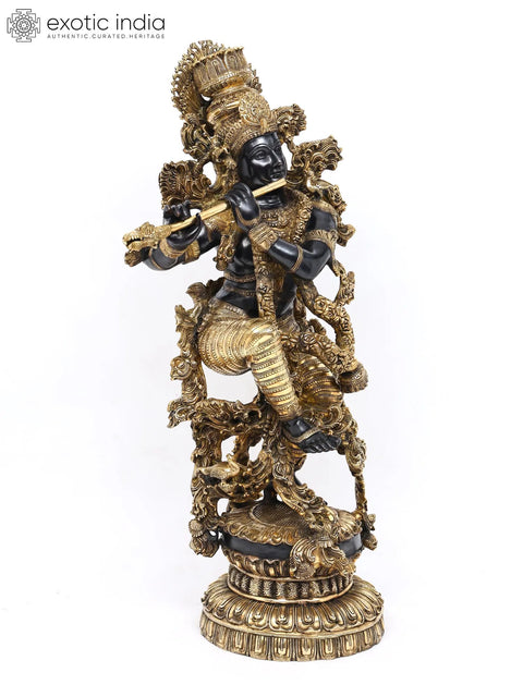 43" Superfine Superbly Embellished Krishna in Brass | Handmade