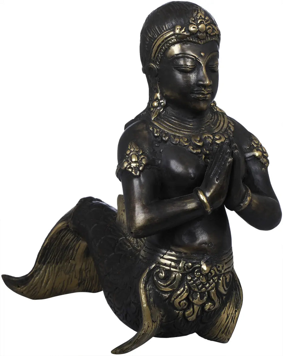 8" Matsya Kanya Handmade Brass Statue for Home Decor