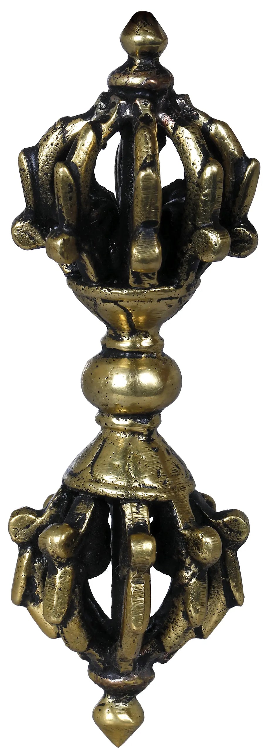 4" Tibetan Buddhist Nine Pronged Dorje Brass Statue Handmade