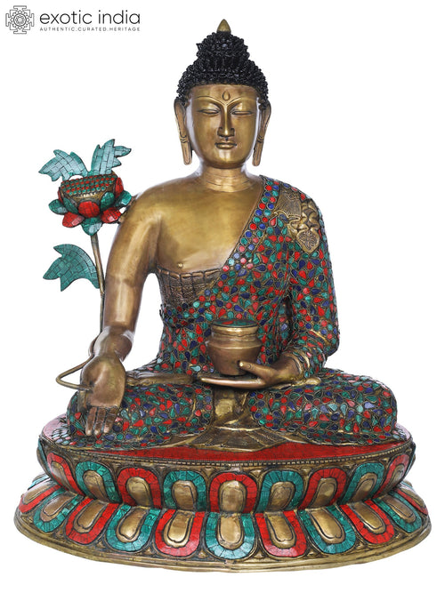 28" Large Medicine Buddha Tibetan Brass Statue Handmade