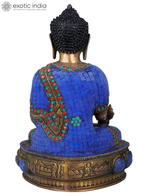 15" Tibetan Buddhist Lapis Buddha of Healing In Brass | Handmade | Made In India