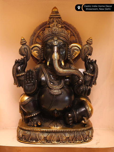 19" Superfine Blessing Surya Ganesha in Brass | Handmade | Made in India
