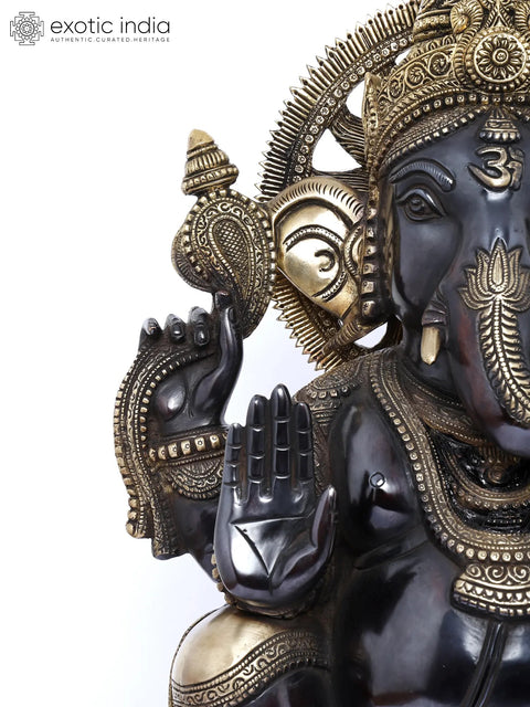 19" Superfine Blessing Surya Ganesha in Brass | Handmade | Made in India