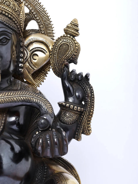 19" Superfine Blessing Surya Ganesha in Brass | Handmade | Made in India