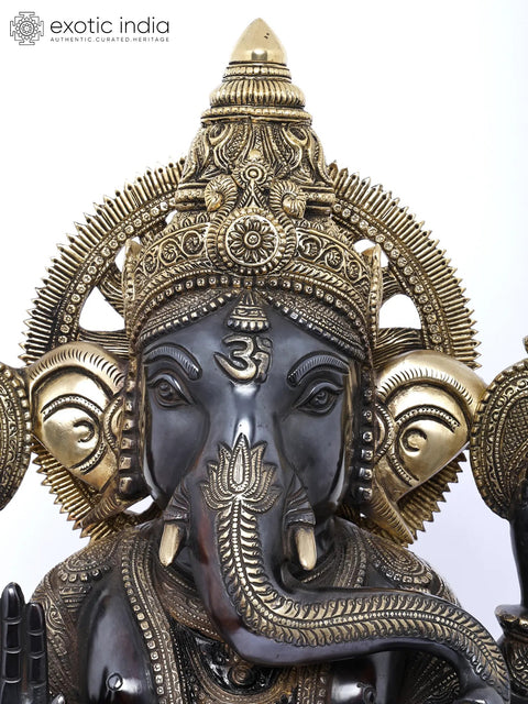 19" Superfine Blessing Surya Ganesha in Brass | Handmade | Made in India