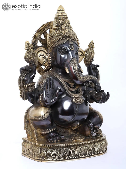 19" Superfine Blessing Surya Ganesha in Brass | Handmade | Made in India