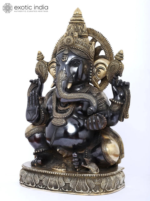 19" Superfine Blessing Surya Ganesha in Brass | Handmade | Made in India